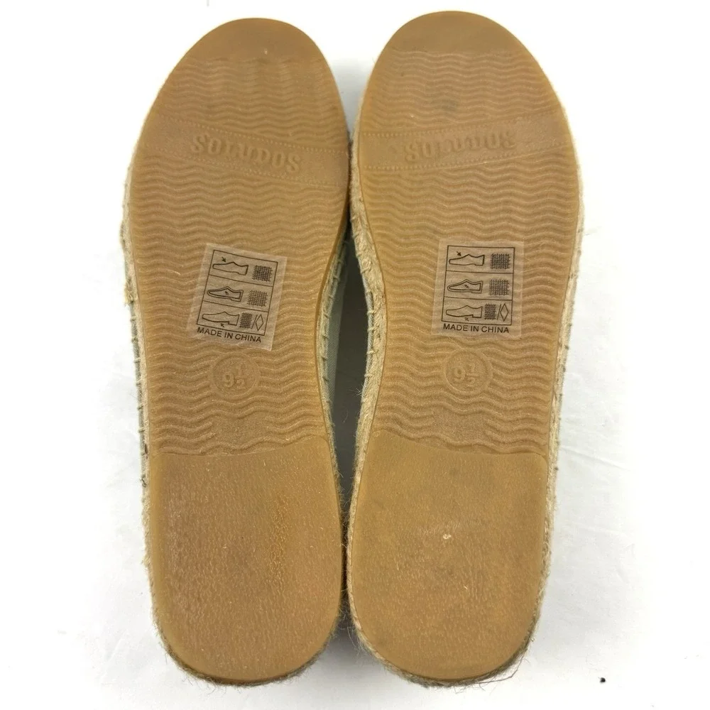 Soludos Espadrille Shoes 9.5  Flamingo Pink Gray Canvas Slip On Womens Brand New